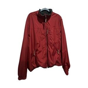 Vtg LL Bean Outdoor Jacket Mens Sz XXL Full Zip Fleece Lined Zip Pocket Burgandy